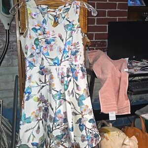 Tween Diva Women's Floral Prom Dress in Ivory with Multicolor Print